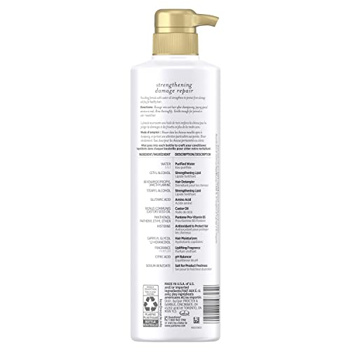 Pantene Sulfate Free Conditioner, Hair Strengthening Anti Frizz Damage Repair with Castor Oil, Safe for Color Treated Hair, Nutrient Blends, 400 mL