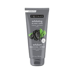 Freeman Charcoal & Black Sugar Gel Facial Mask and Facial Scrub, Polishing and Exfoliating, 1 Count, 6 fl oz/175 mL Tube