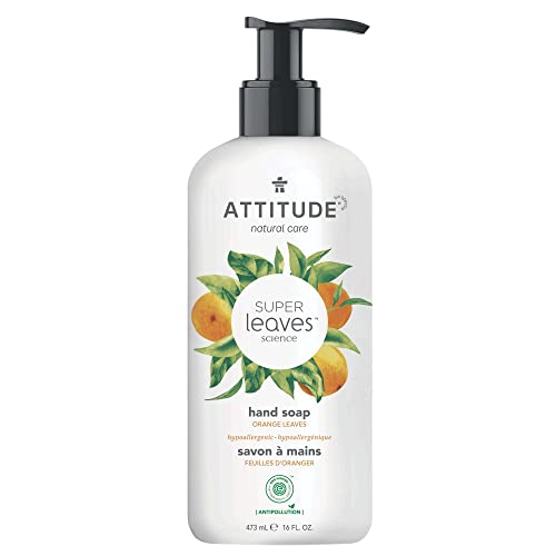 ATTITUDE Hand Soap, EWG Verified, Plant- and Mineral-Based Formula, Vegan & Cruelty-free Personal Care Products, Hypoallergenic, Orange Leaves, 473 mL