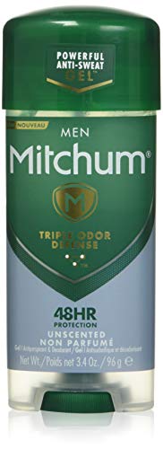 Mitchum Antiperspirant Deodorant Stick for Men, Triple Odor Defense Gel, 48 Hr Protection, Dermatologist Tested, Alcohol Free, Unscented, 96g