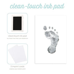 Pearhead Chevron Baby Book with Clean-Touch Ink Pad, Blue