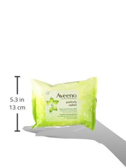 Aveeno Make Up Removing Wipes, Positively Radiant Facial Cleansing Wipes With Soy Extract, 25 Count