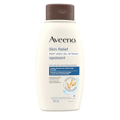 Aveeno Body Wash, Active Naturals Unscented Skin Relief Body Wash for Dry and Sensitive Skin, Fragrance Free, Hypoallergenic, Dye Free, Large Bottle, 532ML (Packaging May Vary)