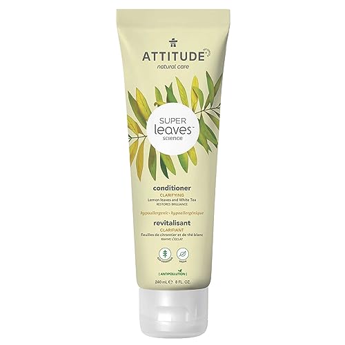 ATTITUDE Clarifying Conditioner, Plant- and Mineral-Based Ingredients, Vegan and Cruelty-free, Lemon Leaves & White Tea, 240 mL