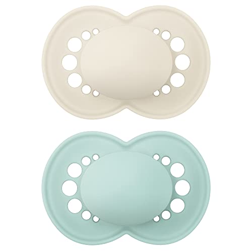 MAM Original Matte Pacifier (2 pack, 1 Sterilizing Pacifier Case), Pacifiers 6 Plus Months, Unisex Baby Pacifier, Best Pacifiers for Breastfed Babies, Sterilizing Storage Case