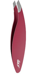 Slice 10457 Combo Tip Tweezer, Slanted & Pointed, Extra Wide Grip, for Fine Hair & Eyebrow Design, Red