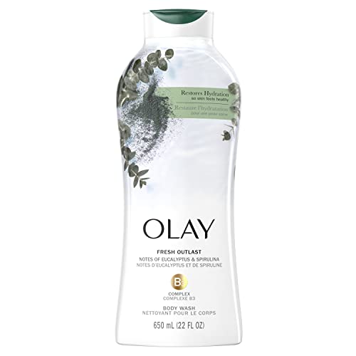 Olay Fresh Outlast Paraben Free Body Wash with Relaxing Notes of Eucalyptus and Spirulina, 650 mL