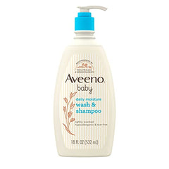 Aveeno Baby Daily Moisture Gentle Bath Wash & Shampoo with Natural Oat Extract, Hypoallergenic, Tear-Free & Paraben-Free Formula For Sensitive Hair & Skin, Lightly Scented, 532mL