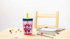 Zak Designs Disney Minnie Mouse Kelso Tumbler Set, Leak-Proof Screw-On Lid with Straw, BPA-Free, Made of Durable Plastic and Silicone, Perfect Bundle for Kids (15 oz, 2pc Set)