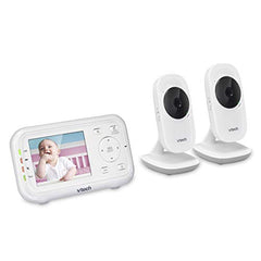 VTech VM3252-2 Digital Video Baby Monitor with 2.8" LCD 2 Cameras and Automatic Night Vision, 1 Count, White