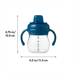 OXO Tot Transitions Soft Spout Sippy Cup with Removable Handles, Navy, 6 Ounce