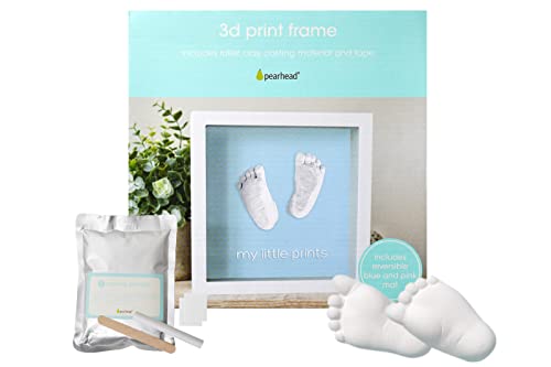 Pearhead 3D Baby Handprint or Footprint Impression Frame, Baby Girl or Baby Boy Keepsake