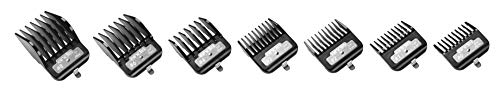 Andis 33640 BG-Series Premium Metal Clip Comb Set - Provides Sharp Cutting Blades with Long-Lasting Performance, Available in 7 Different Sizes – Black