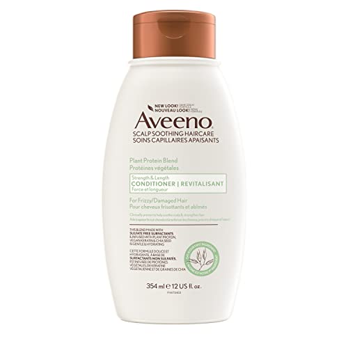 Aveeno Strength & Length Plant Protein Blend Conditioner, Vegan Formula for Strong Healthy-Looking Hair, 354 mL