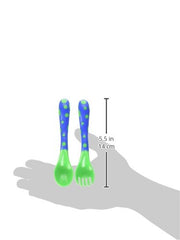 Nuby 4 Pack Fork and Spoon Set Orange/Yellow and Blue/Green