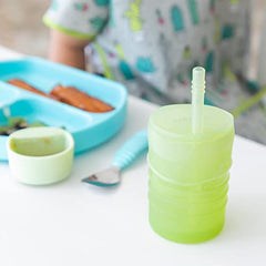 Bumkins Silicone Training Cup, Straw and Lid, Baby, Toddler, Holds 7oz, Ages 12 Months+ (Sage)