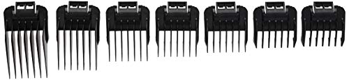 Andis 01380 7pc Snap-On Comb Set, Blade Attachments For MBA, ML And GC Model Trimmers, Black