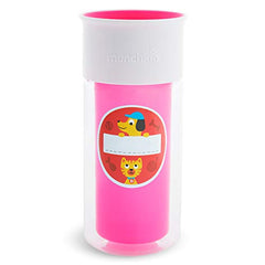 Munchkin Miracle 360 Insulated Sippy Cup, Includes Stickers to Customize Cup, 9 Ounce, Pink