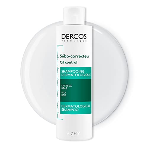 Vichy Dercos Oil Control Anti-Sebum Shampoo for Oily Hair. Greasy Hair Shampoo for Men and Women. Proven Efficacy on Oily Scalps. Recommended by Dermatologists. 200 mL