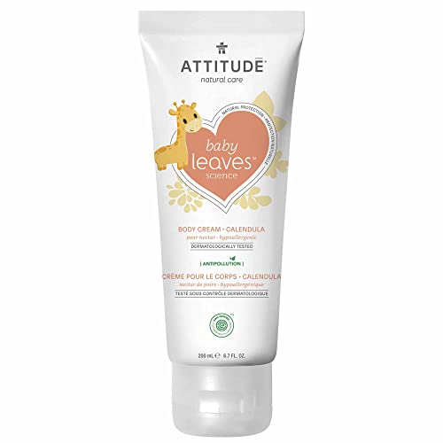 ATTITUDE Body Cream for Baby, EWG Verified, Made with Naturally Derived Ingredients, Vegan, Pear Nectar, 200 mL (Pack of 6)