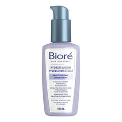 Bioré Hydrate & Glow Moisturizer, Face Cream for Dry, Sensitive Skin, infused with Prebiotics, Avocado Oil and Coconut Water |Dermatologist Tested, Cruelty Free and Fragrance Free (100mL)