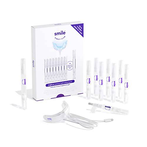 SmileDirectClub Teeth Whitening Kit with LED Light - 9 Pack Gel Pens - Professional Strength Hydrogen Peroxide - Pain Free and Enamel Safe - Up to 9 Shades Whiter in 1 Week