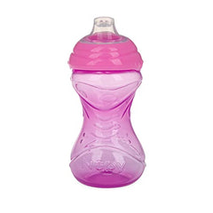 Nuby 3 Piece No-Spill Easy Grip Cup with Soft Flex Spout, Clik It Lock Feature, Girl, 10 Ounce