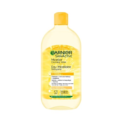 Garnier Micellar Cleansing Water with Vitamin C, All-in-One Hypoallergenic Cleanser and Makeup Remover for All Skin Types, SkinActive, 700 mL