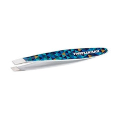 Tweezerman 1252TPR Mini Slant Tweezer Pattern, 1 Count, Blue Mosaic Pattern