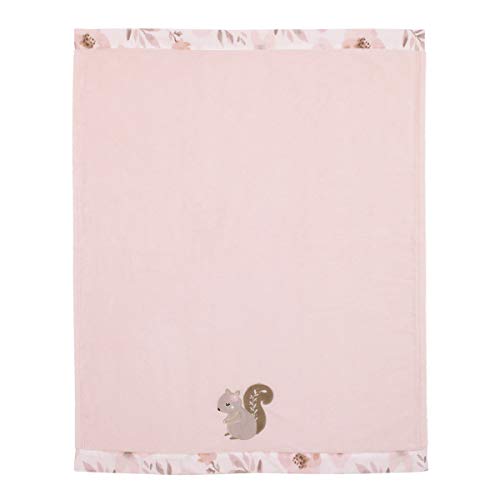 NoJo Countryside Floral - White Super Soft Appliqued Baby Blanket, Pink, Grey