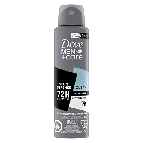 Dove Men+Care Dry Spray Antiperspirant Deodorant for Men Stain Defense Clean 72H Protection Anti White Marks 107 g