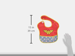 Bumkins DC Comics Wonder Woman SuperBib, Baby Bib, With Cape, Waterproof, Washable, Stain and Odor Resistant, 6-24 Months