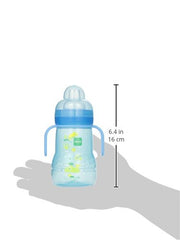 MAM Training Cup (1 Count), MAM Sippy Cup, Drinking Cup for Babies With Spill-Free Spout and Non-Slip Handles, For Boys, 8 Ounces, Blue