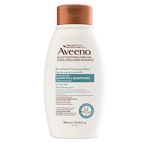 Aveeno Rose Water & Chamomile Shampoo for Dry Hair, Hydrating, 354 milliliters