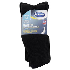 Dr. Scholl's Men's Diabetes & Circulator Socks - 4 & 6 Pair Packs - Non-binding Comfort and Moisture Management, Black, 7-12