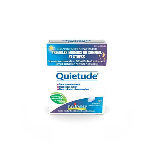 Boiron Quietude 90 tablets, Great for sleep and minor sleeping disorders (restlessness, difficulty falling asleep, nocturnal awakening, occasional sleeplessness) and nervousness (hypersensitivity, irritability). Homeopathic Medicine.