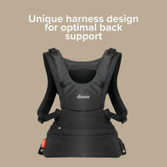 Diono Carus Essentials 3-in-1 Baby Carrier, Front Carry & Back Carry, Newborn to Toddler up to 33 lb / 15 kg, Easy to Wear Comfortable & Ergonomic, Dark Gray