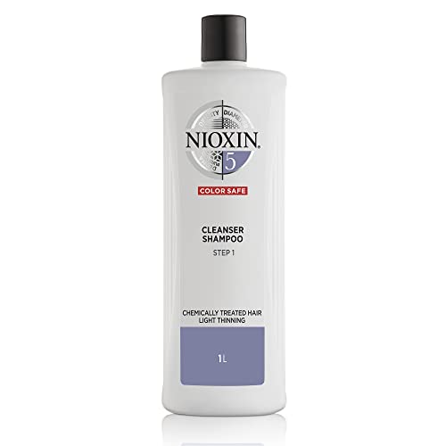 Nioxin System 5 Scalp Cleansing Shampoo with Peppermint Oil, For Bleached & Chemically Treated Hair with Light Thinning, 33.8 fl oz