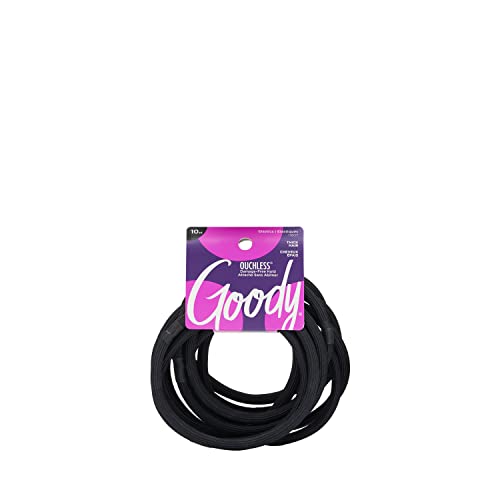 GOODY Ouchless Xtra Long Extra Thick Elastics, 10Ct, Black