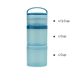 Whiskware Stackable Snack Containers for Kids and Toddlers, 3 Stackable Snack Cups for School or Travel, Blue/Blue/Blue