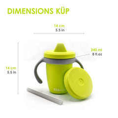 bblüv – Küp - 4-in-1 Durable Spill-Proof Transition Sippy Cup for Toddlers and Children - Food-Grade Silicone Baby Cup, Lime, 240 ml