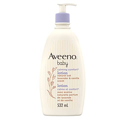 Aveeno Baby Calming Comfort Moisturizing Lotion with Relaxing Lavender & Vanilla Scents, Non-Greasy Baby Body Lotion, Natural Oatmeal & Dimethicone, Paraben- & Phthalate-Free, 532mL