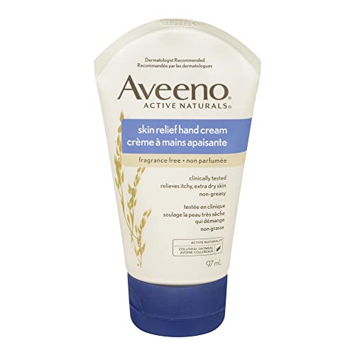 Aveeno Skin Relief Hand Cream - Itchy Skin Lotion, Colloidal Oatmeal, Sensitive Skin, Dry Skin - Fragrance Free, 97 ml (Packaging May Vary)