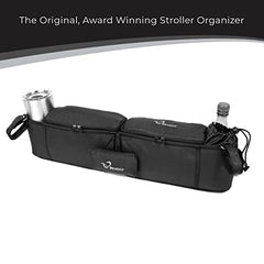 StrollAir - Universal Double Parent Stroller Organizer Console for side by side strollers - TWIN WAY, Mountain Buggy, Bumbleride Indie, Bugaboo Donkey, Bob Duallie, Baby Jogger City Mini GT – Black