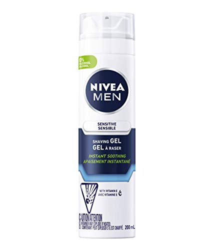 NIVEA Men Sensitive Skin Shaving Gel (200mL), Shaving Gel for Sensitive Skin, Allows for a Close Razor Shave and Leaves an Instant Soothing Sensation