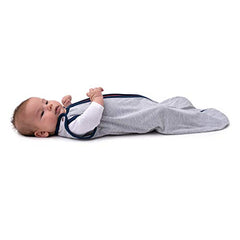 baby deedee 100% Cotton Sleeping Sack, Baby Sleeping Bag Wearable Blanket, Sleep Nest Lite, Infant and Toddler, Gray Navy, Large (18-36 Months)