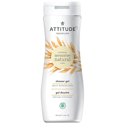 ATTITUDE Moisturizing Body Wash for Sensitive Skin Enriched with Oat and Argan Oil, EWG Verified, Hypoallergenic, Vegan and Cruelty-free, 473 ml