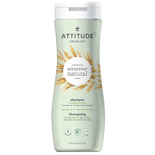 ATTITUDE Nourishing Shampoo for Sensitive Skin Enriched with Oat and Avocado Oil, EWG Verified, Hypoallergenic, Vegan and Cruelty-free, 473 ml