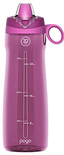 Pogo Tritan Water Bottle with Soft Straw, Fuchsia, 32 Oz.