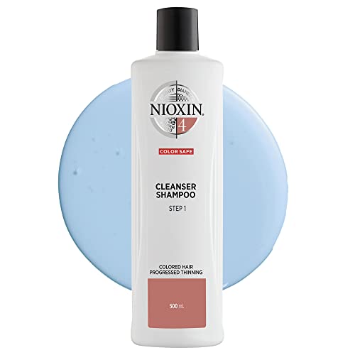 Nioxin System 4 Scalp Cleansing Shampoo with Peppermint Oil, For Color Treated Hair with Progressed Thinning, 16.9 fl oz